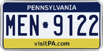 PA license plate MEN9122