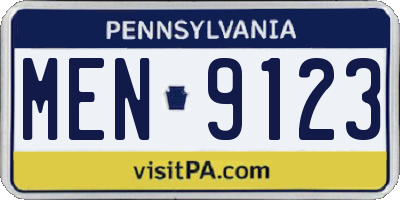 PA license plate MEN9123