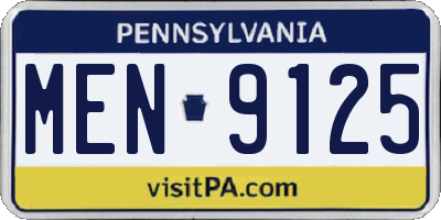 PA license plate MEN9125