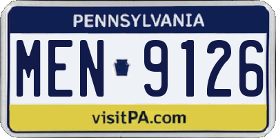 PA license plate MEN9126