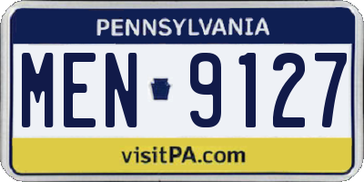 PA license plate MEN9127