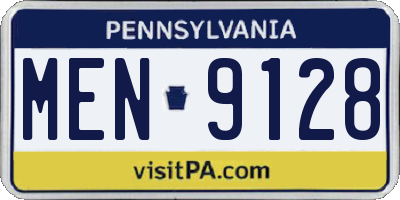 PA license plate MEN9128