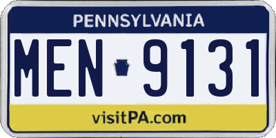 PA license plate MEN9131