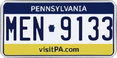 PA license plate MEN9133