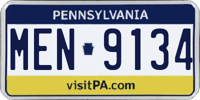 PA license plate MEN9134