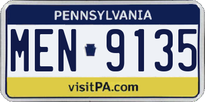 PA license plate MEN9135