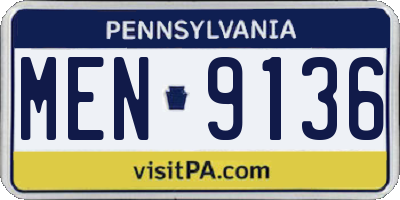 PA license plate MEN9136