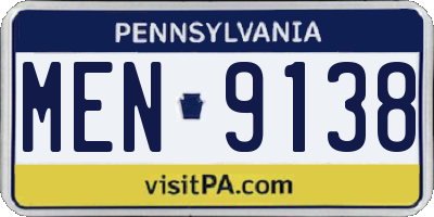 PA license plate MEN9138