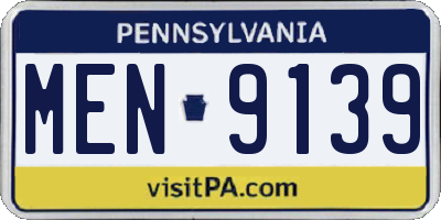 PA license plate MEN9139