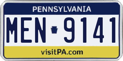PA license plate MEN9141