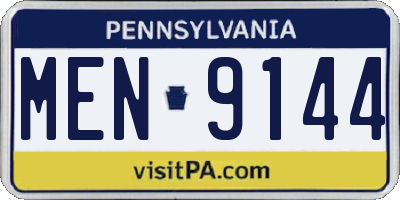 PA license plate MEN9144
