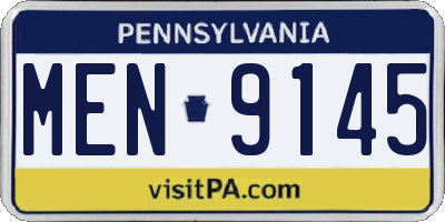 PA license plate MEN9145
