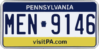 PA license plate MEN9146