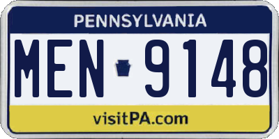 PA license plate MEN9148