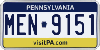 PA license plate MEN9151