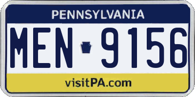 PA license plate MEN9156