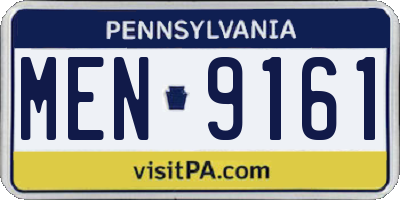 PA license plate MEN9161