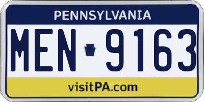 PA license plate MEN9163