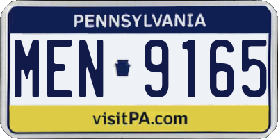 PA license plate MEN9165