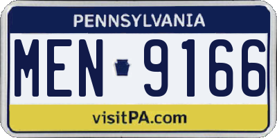 PA license plate MEN9166