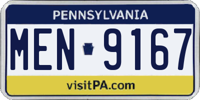 PA license plate MEN9167