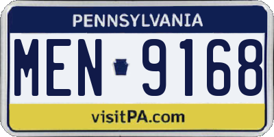 PA license plate MEN9168