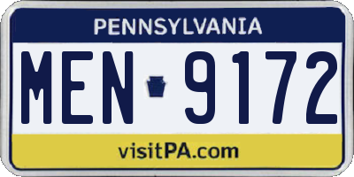 PA license plate MEN9172