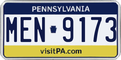 PA license plate MEN9173