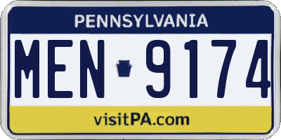 PA license plate MEN9174