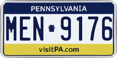 PA license plate MEN9176