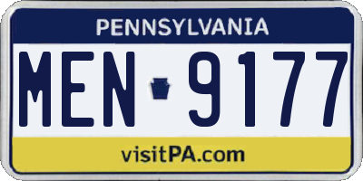 PA license plate MEN9177