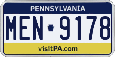PA license plate MEN9178