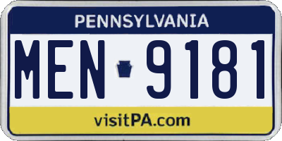 PA license plate MEN9181