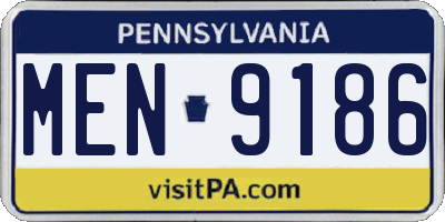 PA license plate MEN9186