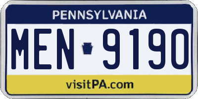 PA license plate MEN9190