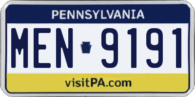 PA license plate MEN9191