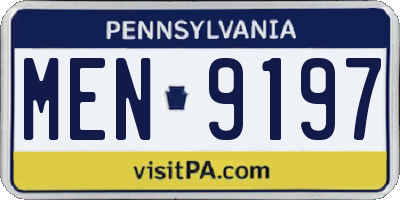 PA license plate MEN9197