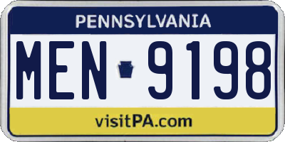 PA license plate MEN9198