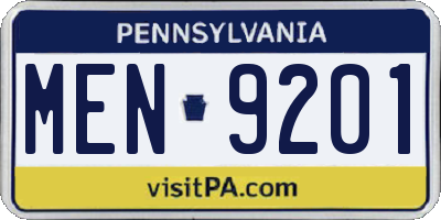 PA license plate MEN9201