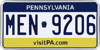 PA license plate MEN9206