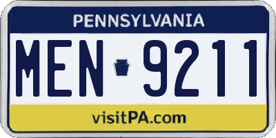 PA license plate MEN9211