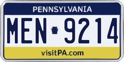 PA license plate MEN9214