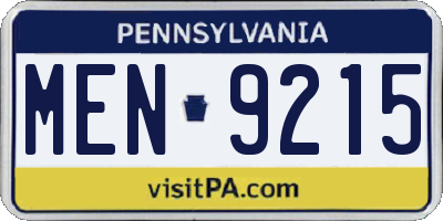 PA license plate MEN9215