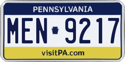 PA license plate MEN9217