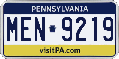 PA license plate MEN9219