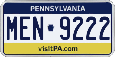 PA license plate MEN9222