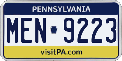 PA license plate MEN9223
