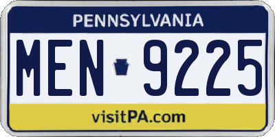 PA license plate MEN9225