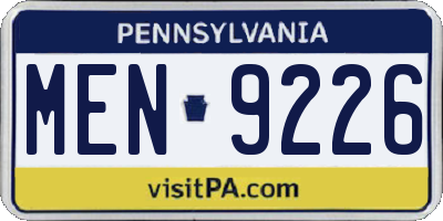 PA license plate MEN9226