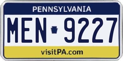 PA license plate MEN9227
